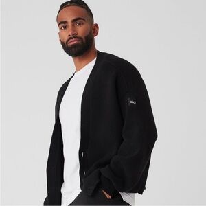 NEW ALO YOGA Scholar Cardigan Sweater Black MEDIUM